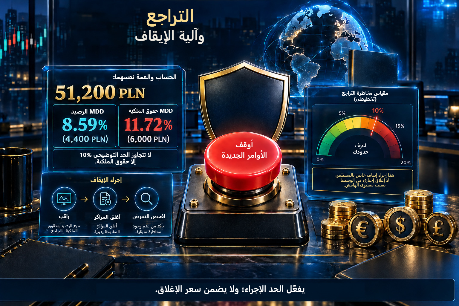 التراجع: MDD الرصيد 8.59% وMDD حقوق الملكية 11.72% من قمة 51,200 PLN.
