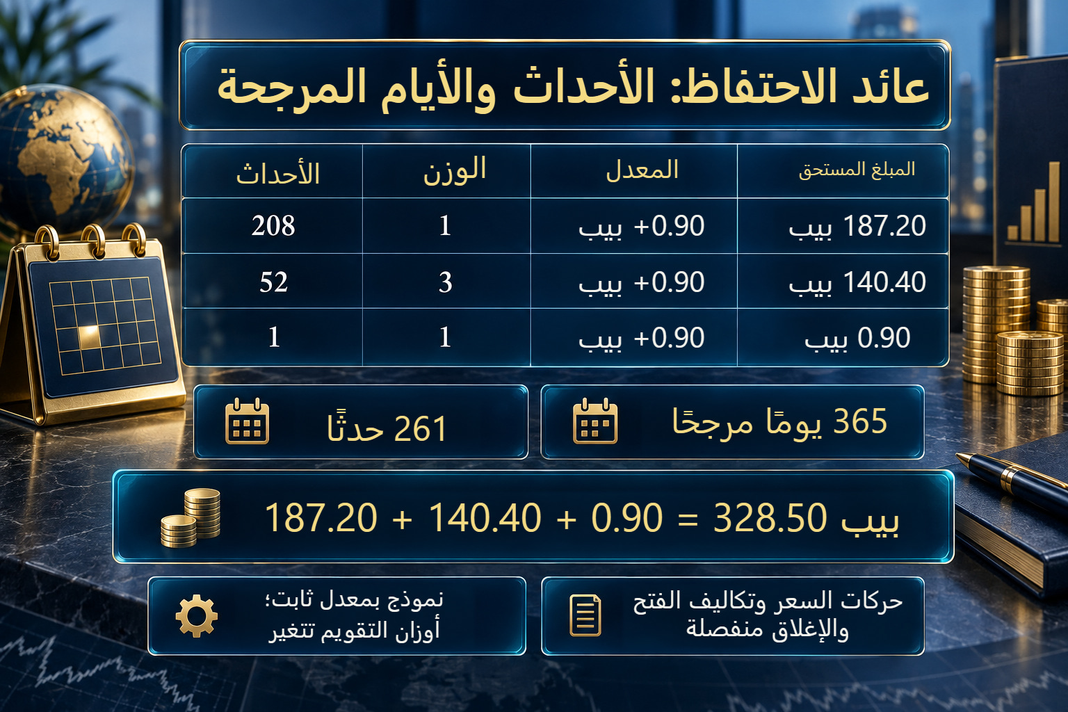 العائد التمويلي: أحداث الاحتساب وأيام التمويل المرجحة