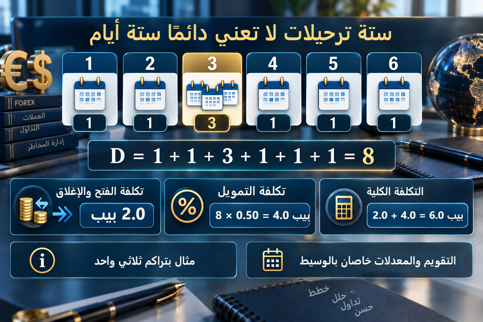 ستة أحداث احتساب وثمانية أيام مرجحة