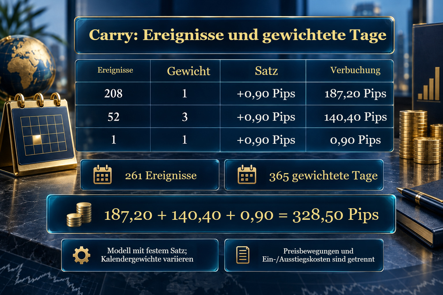 Carry: Anpassungsereignisse und gewichtete Finanzierungstage