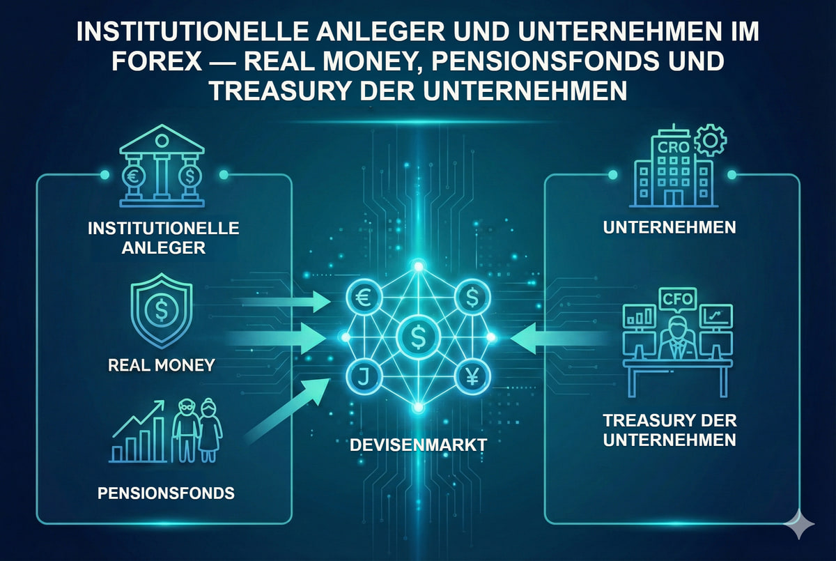 Institutionelle Anleger und Unternehmen im Devisenmarkt. Anleger und Unternehmen nutzen Devisen für Anlage, Finanzierung und Absicherung von Engagements gemäß ihren jeweiligen Mandaten.