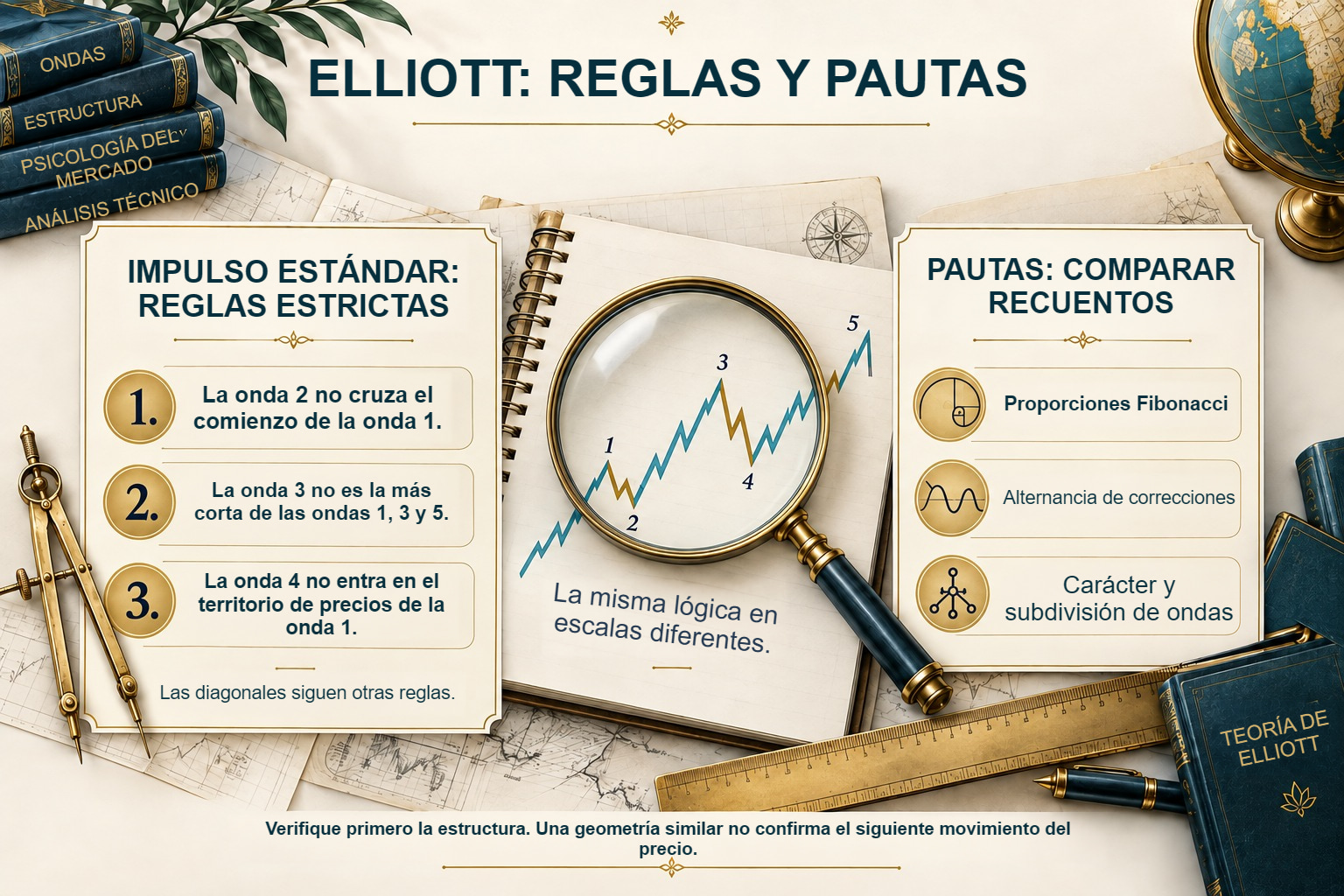 Elliott: reglas estrictas y pautas del impulso estándar