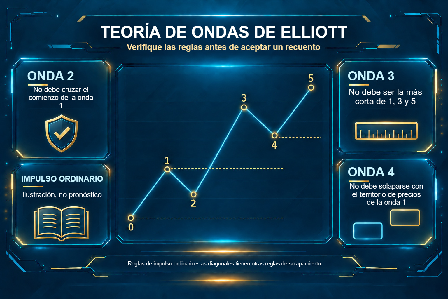 Reglas de Elliott del impulso ordinario para ondas 2, 3 y 4