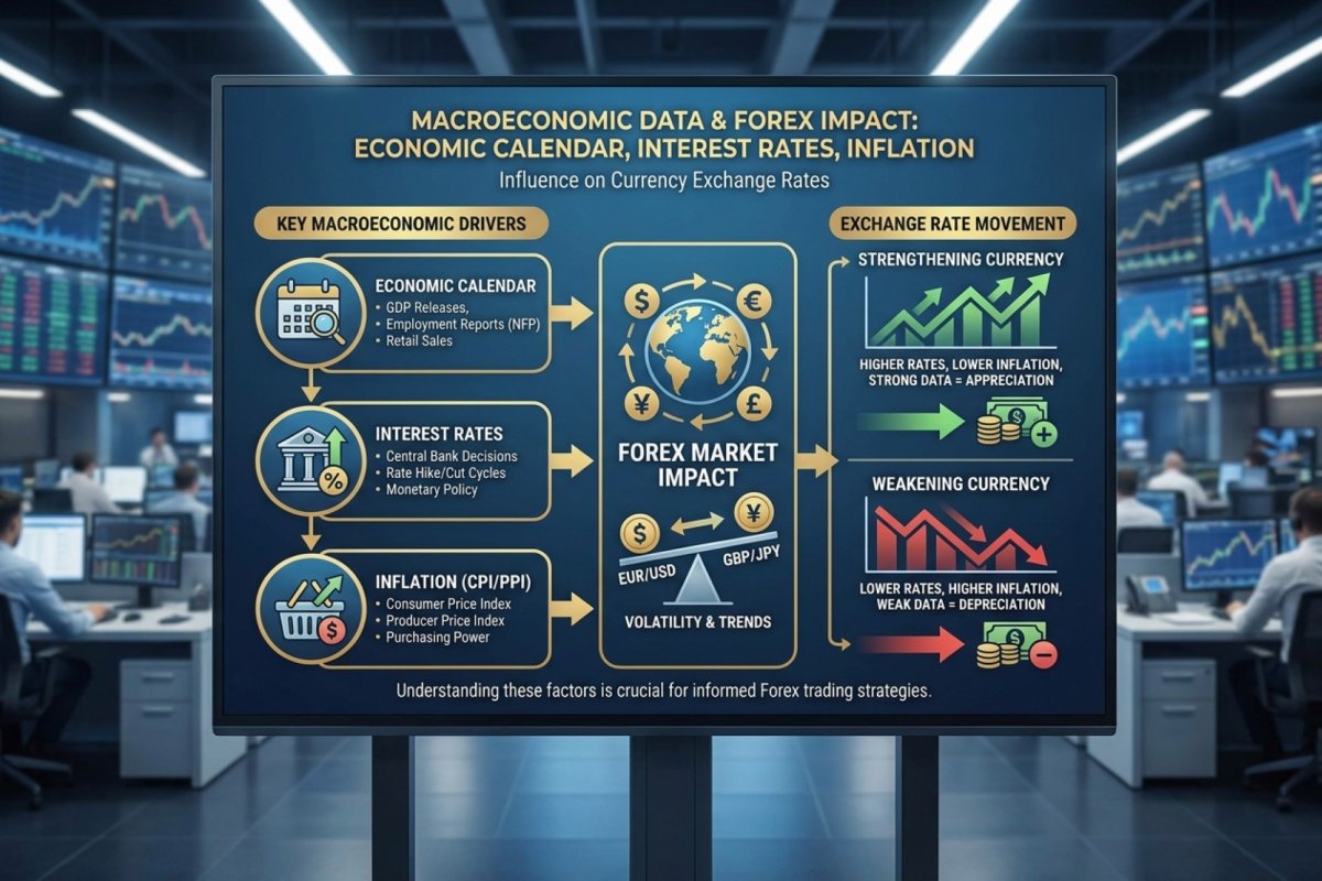 Datos macroeconómicos y su impacto sobre los tipos de cambio – calendario económico, tipos de interés, inflación
