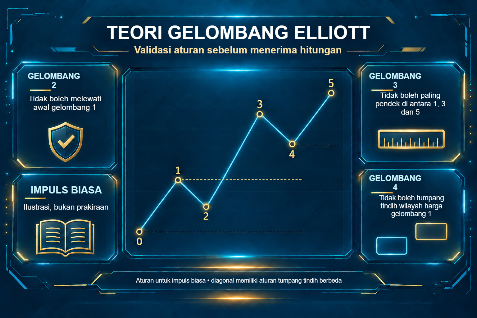Aturan impuls biasa Elliott untuk gelombang 2, 3 dan 4