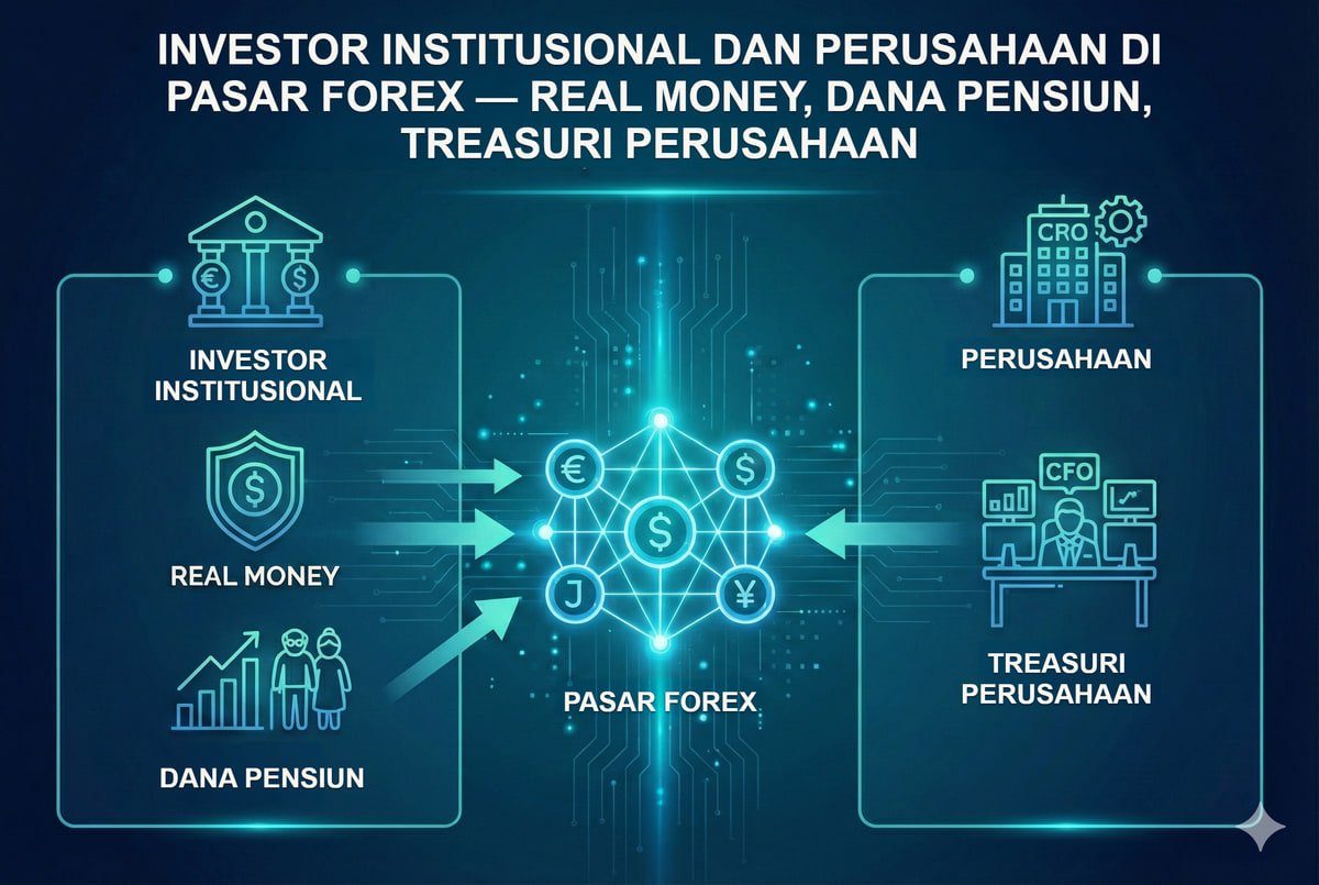 Investor institusional dan perusahaan di pasar valuta asing. Investor dan perusahaan menggunakan transaksi mata uang untuk investasi, pendanaan, dan hedging eksposur sesuai mandat masing-masing.
