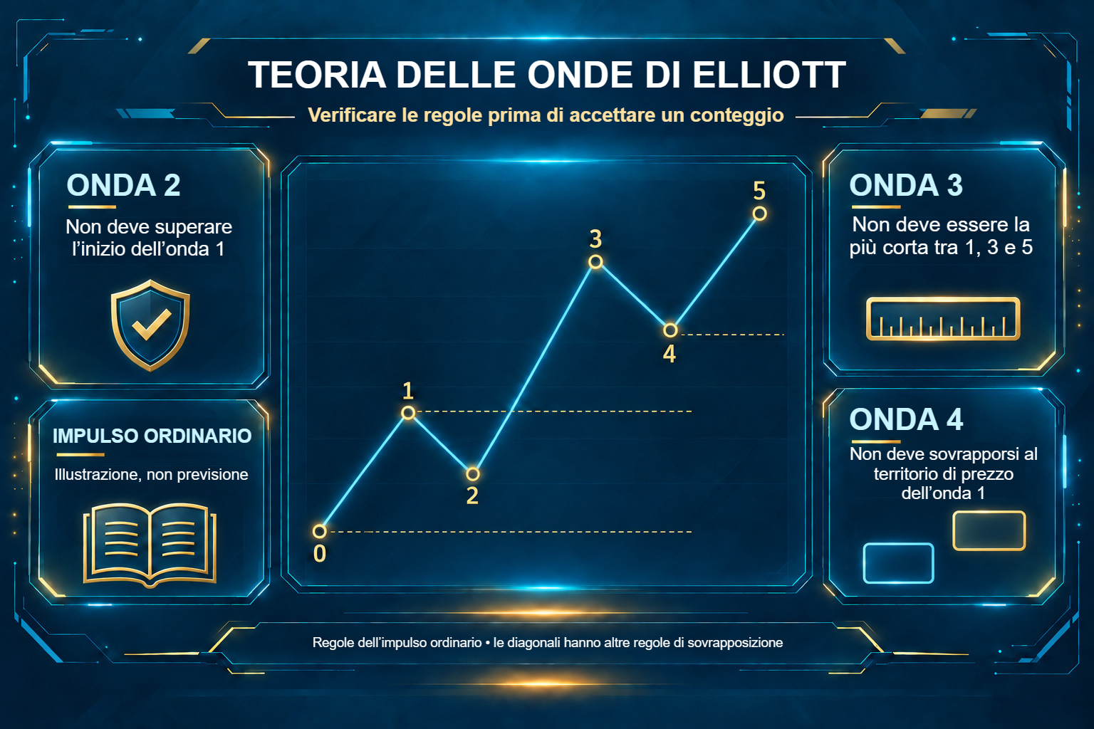 Regole di Elliott dell’impulso ordinario per le onde 2, 3 e 4