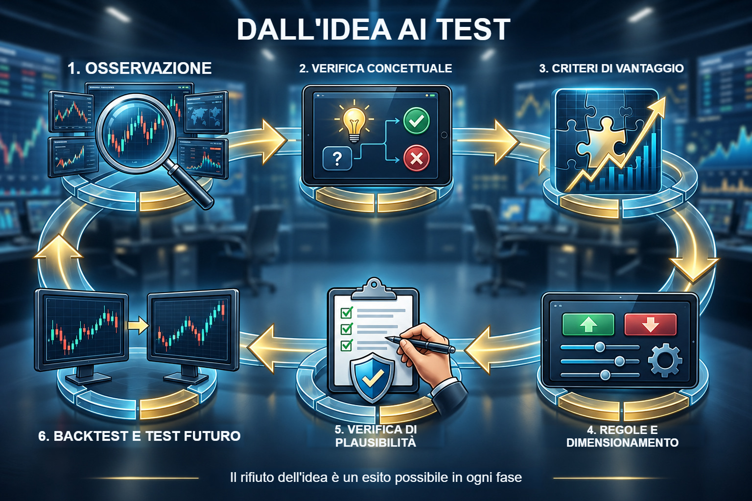Sei fasi dall’osservazione, attraverso verifiche concettuali e regole, fino ai test