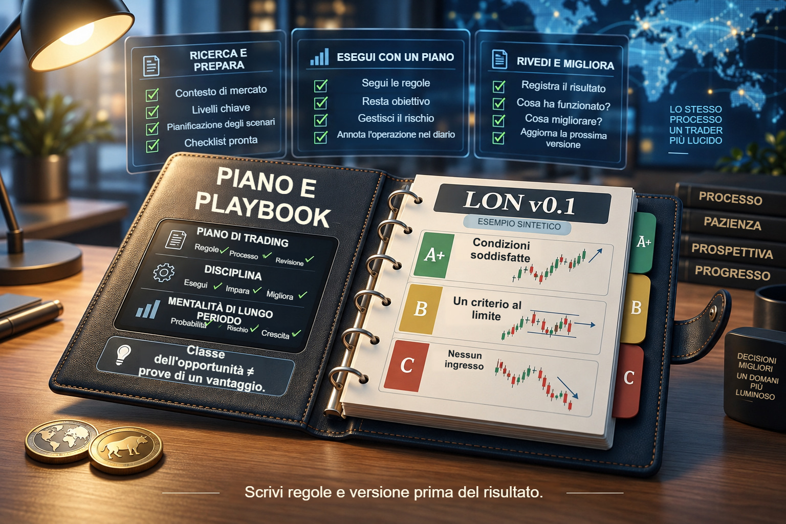 Piano e playbook con una scheda versionata e classi di opportunità A+, B e C