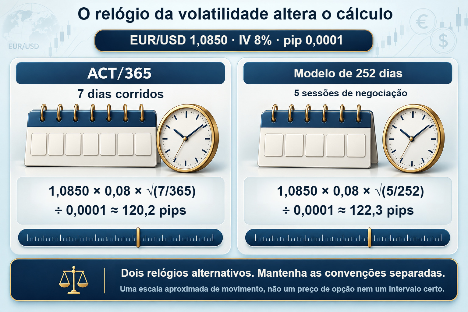 Volatilidade de FX: ACT/365 e o modelo de 252 sessões