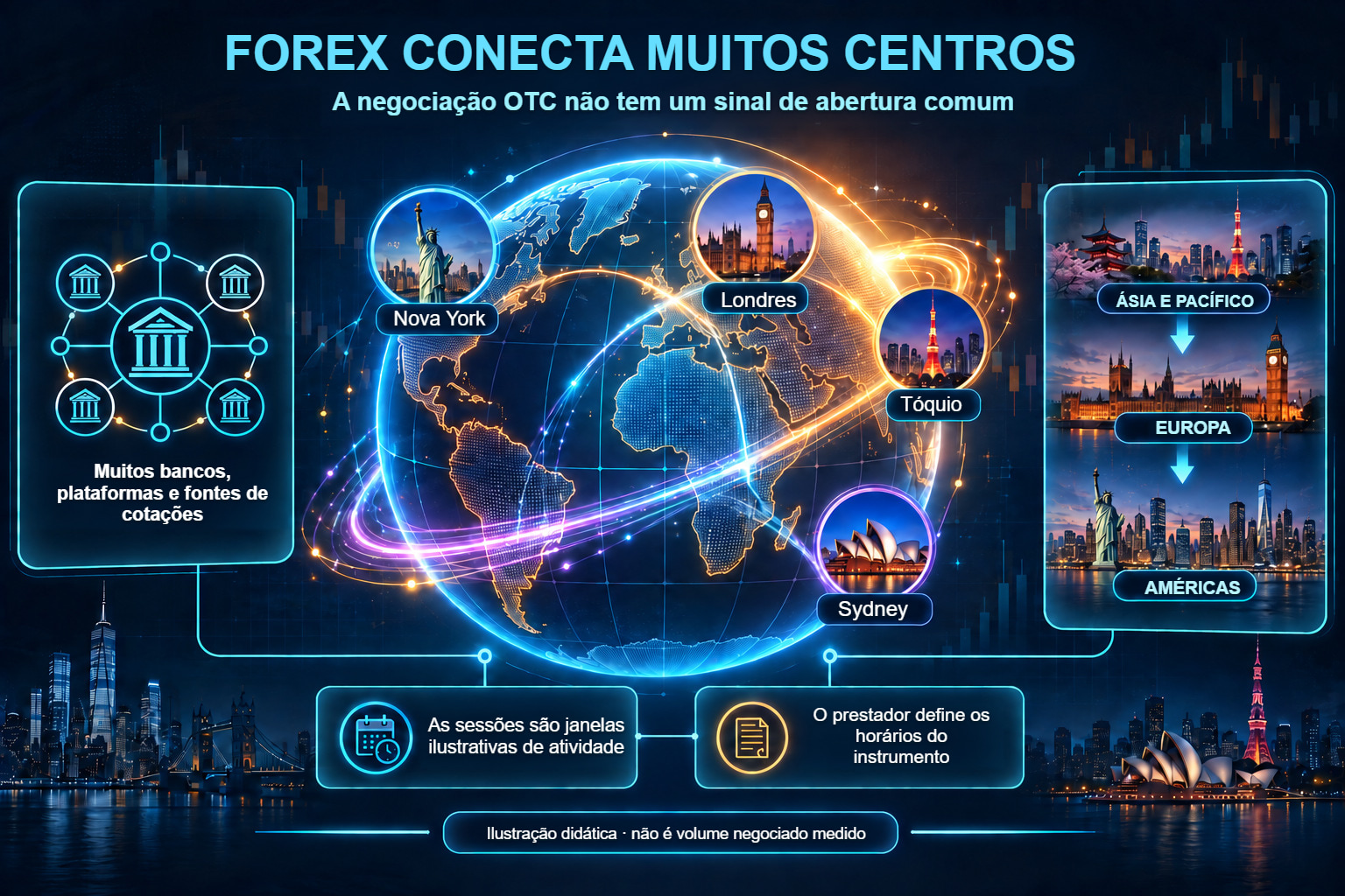 Centros financeiros e várias fontes de cotações OTC