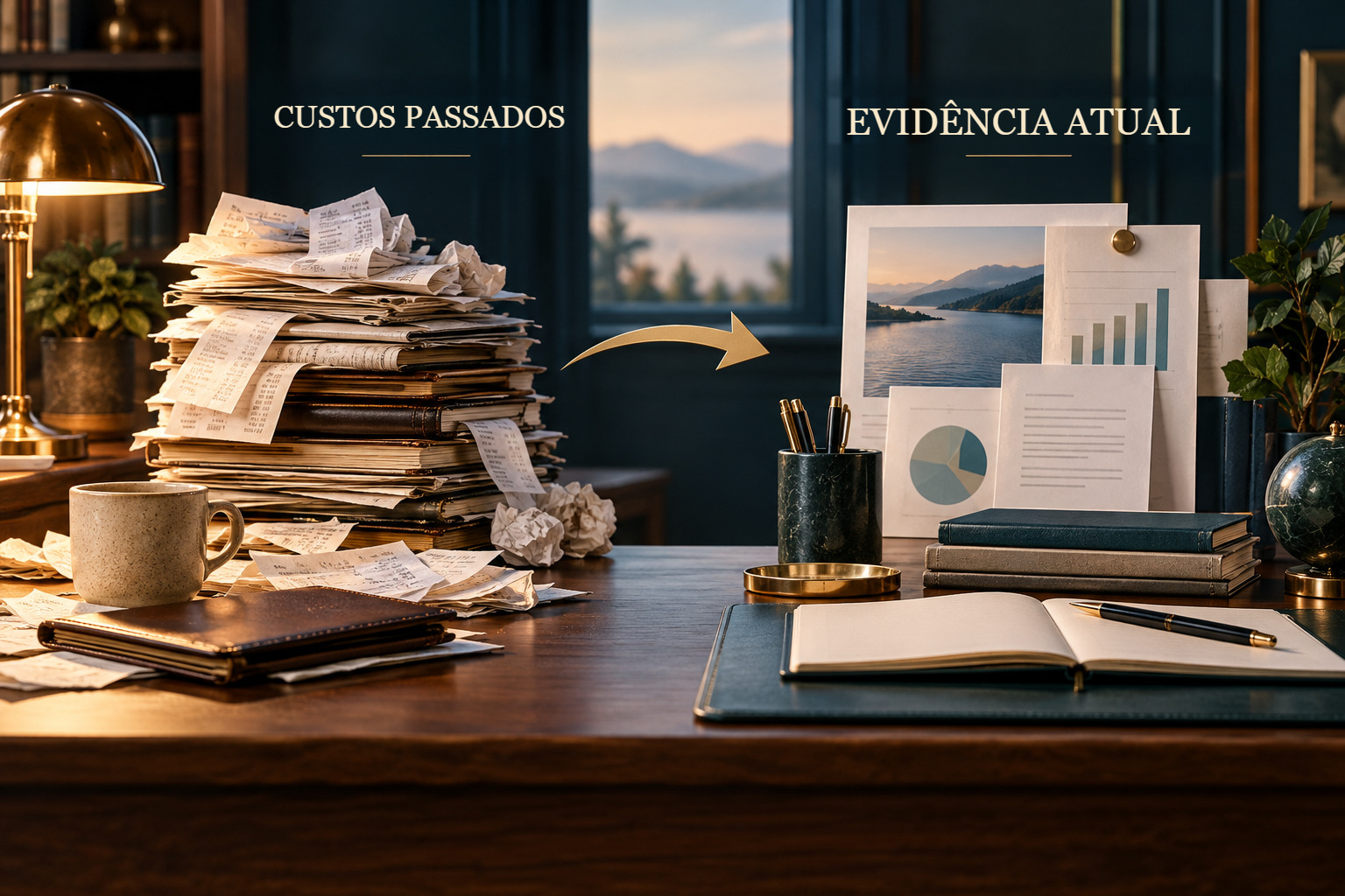 Comparação de custos anteriores de aprendizagem e decisão com a evidência atual relevante para a próxima ordem.