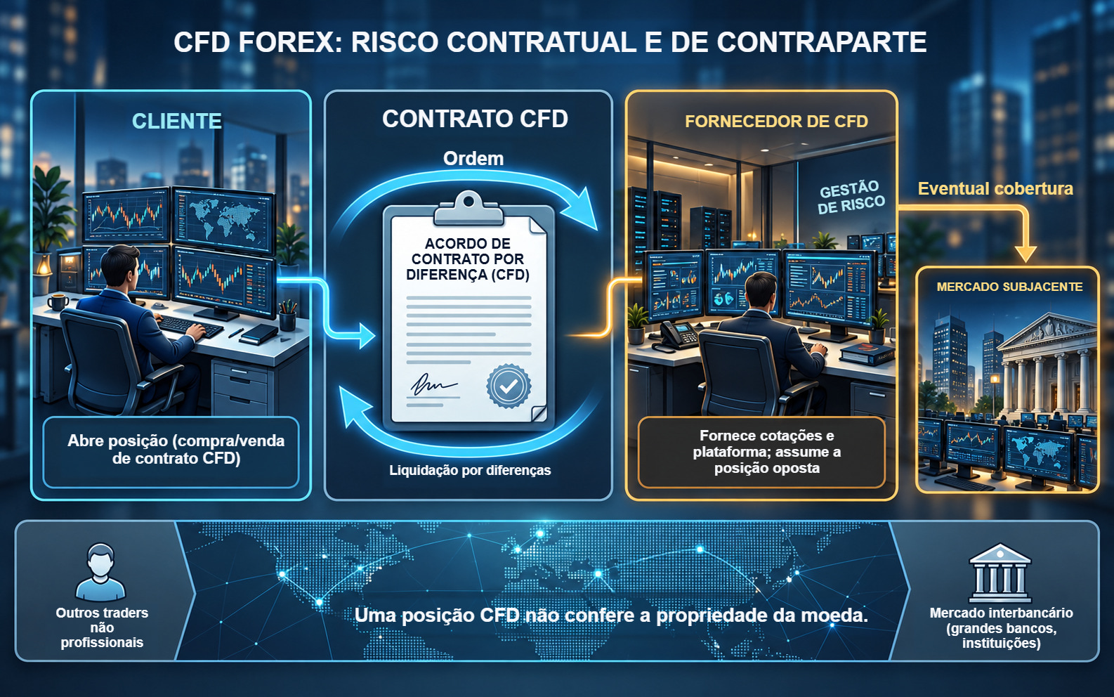 Um contrato de CFD entre cliente e fornecedor, com uma eventual cobertura separada do fornecedor.