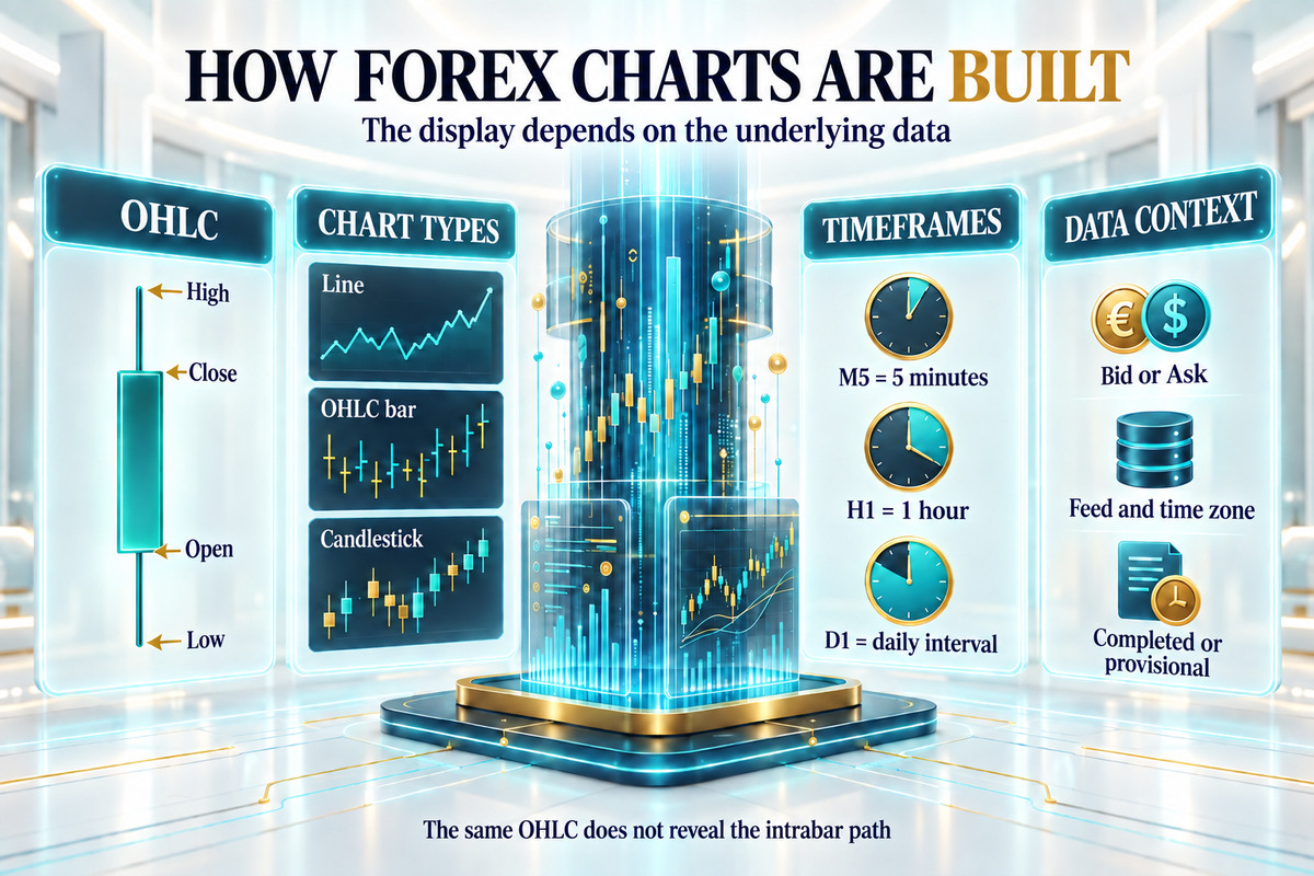 Chartaufbau im Forex – Charttypen, OHLC-Daten, Zeitrahmen und Broker-Unterschiede am Devisenmarkt