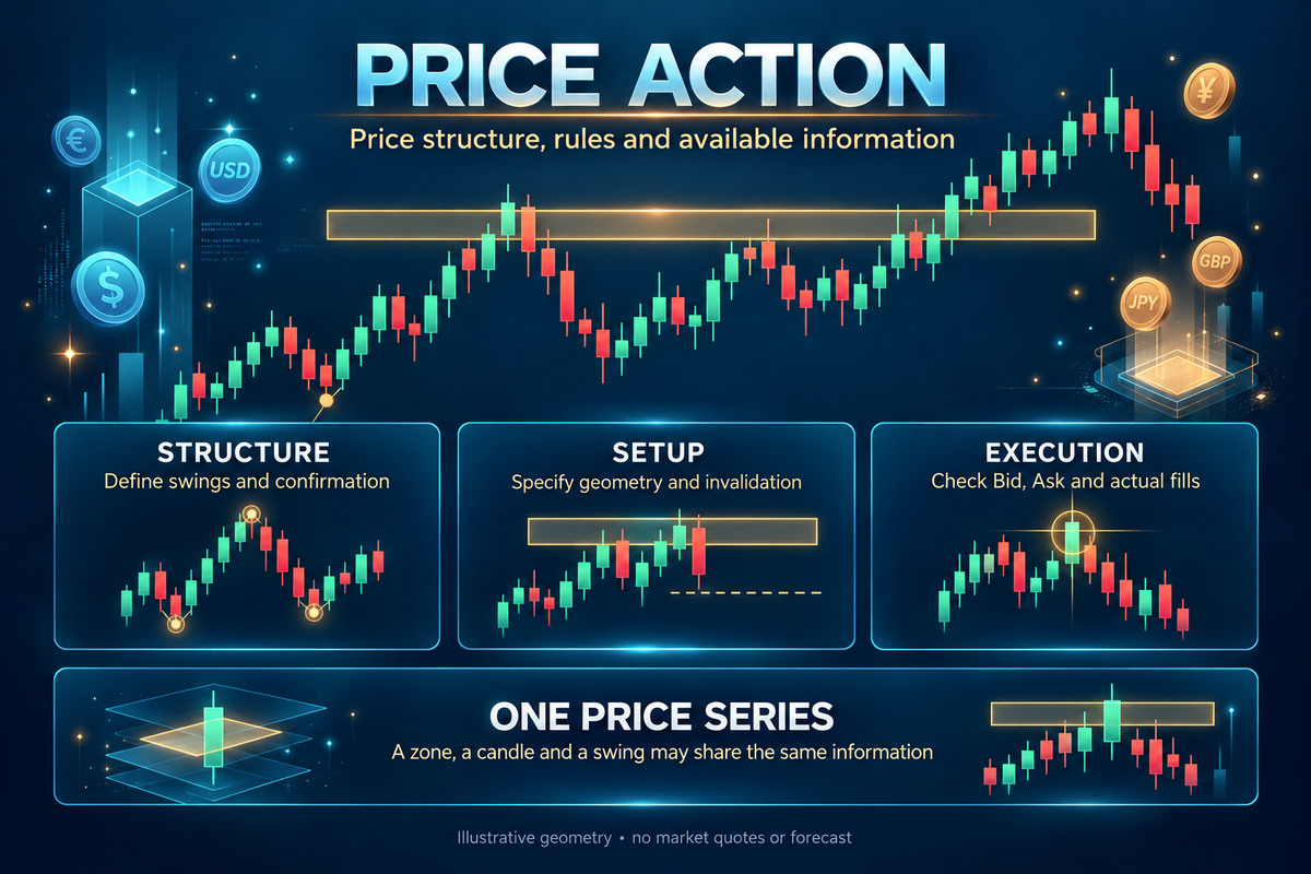 Price Action auf Forex – ein sauberer Kurschart mit Unterstützungs- und Widerstandsniveaus sowie Kerzenformationen ohne Indikatoren