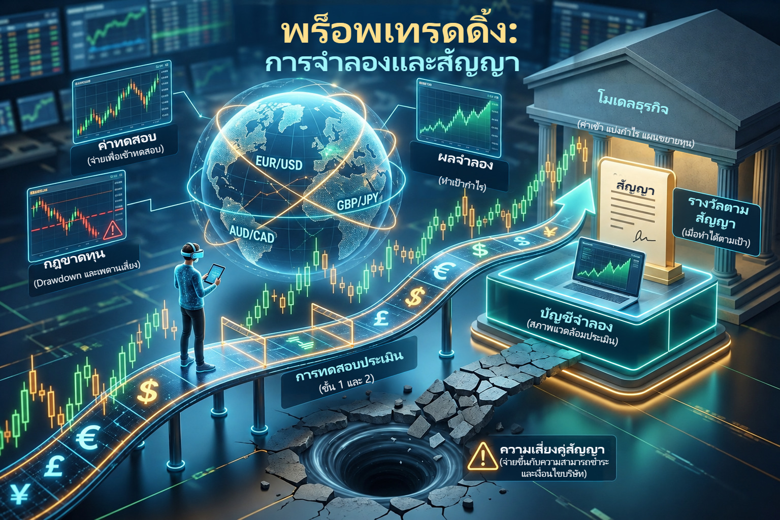 พร็อพเทรดดิ้ง: การจำลองและสัญญา