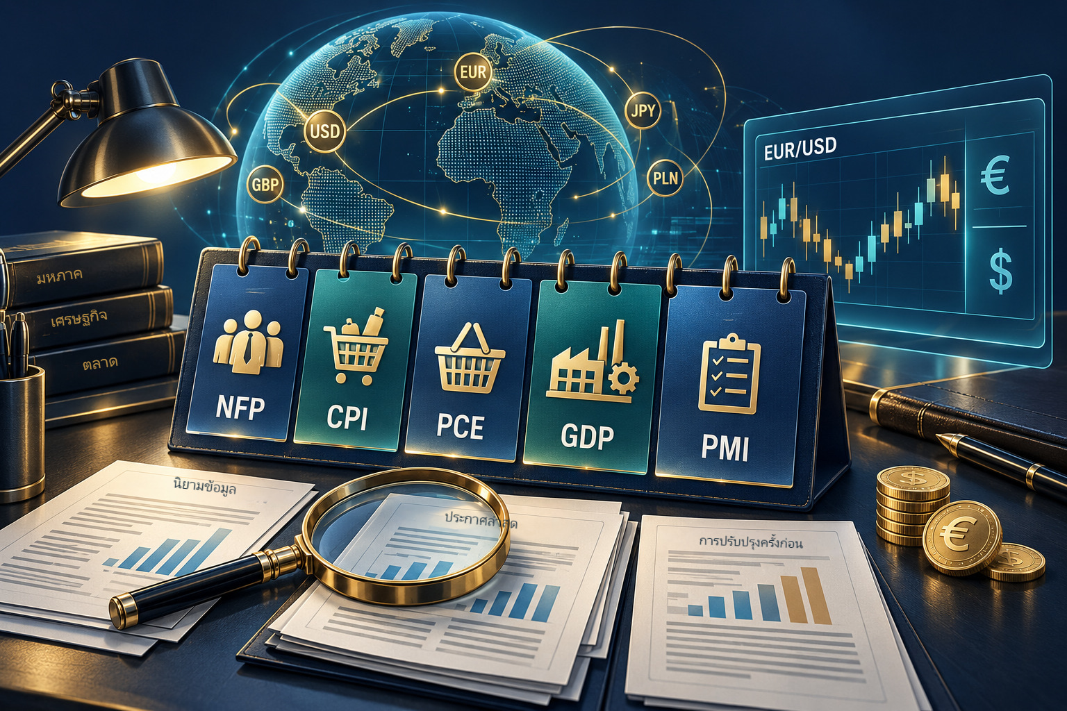 รายงานมหภาค: NFP, CPI, PCE, GDP และ PMI