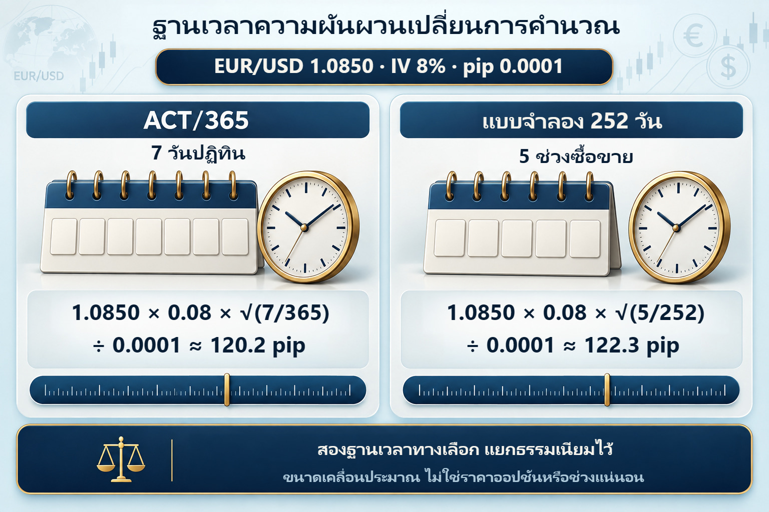 ความผันผวน FX: ACT/365 และโมเดล 252 ช่วงซื้อขาย