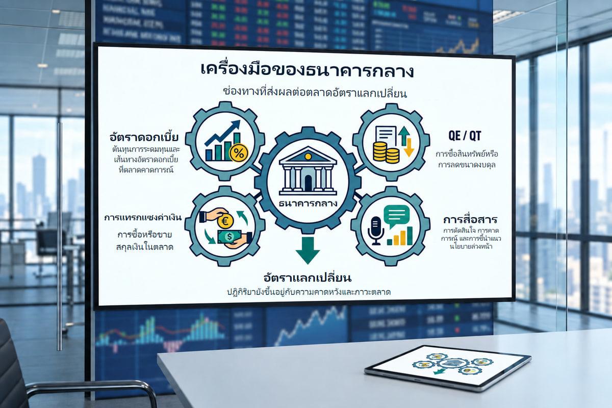 เครื่องมือธนาคารกลางและการตอบสนองอัตราแลกเปลี่ยนที่มีเงื่อนไข. ทิศทางการตอบสนองอัตราแลกเปลี่ยนยังขึ้นอยู่กับความคาดหมายก่อนหน้าและสภาวะตลาด