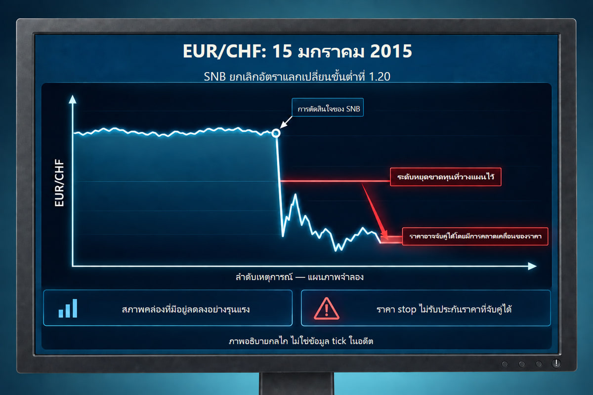 SNB วันที่ 15 มกราคม 2015: ความเสี่ยงสภาพคล่องและสลิปเพจ. แผนภาพความเสี่ยงสภาพคล่องและสลิปเพจหลังการตัดสินใจ SNB วันที่ 15 มกราคม 2015 ไม่ใช่ข้อมูลทิกในอดีต