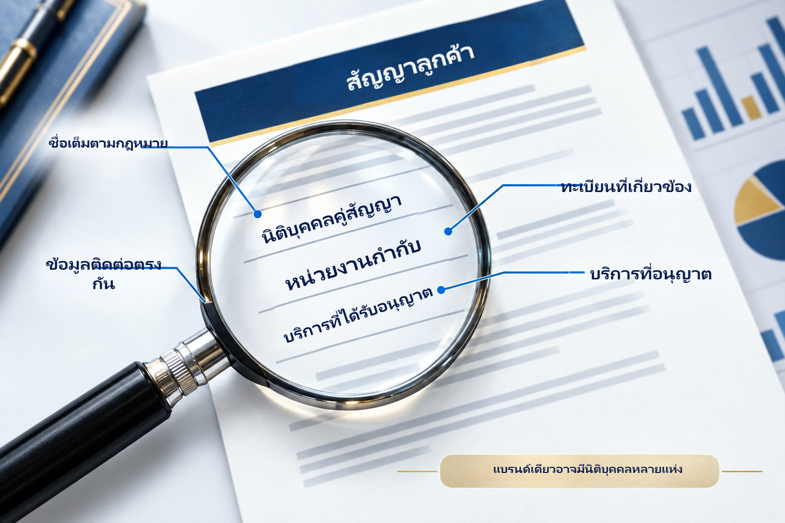 สัญญาลูกค้าใต้แว่นขยาย: ชื่อตามกฎหมาย หน่วยงานกำกับ บริการ และข้อมูลติดต่อ
