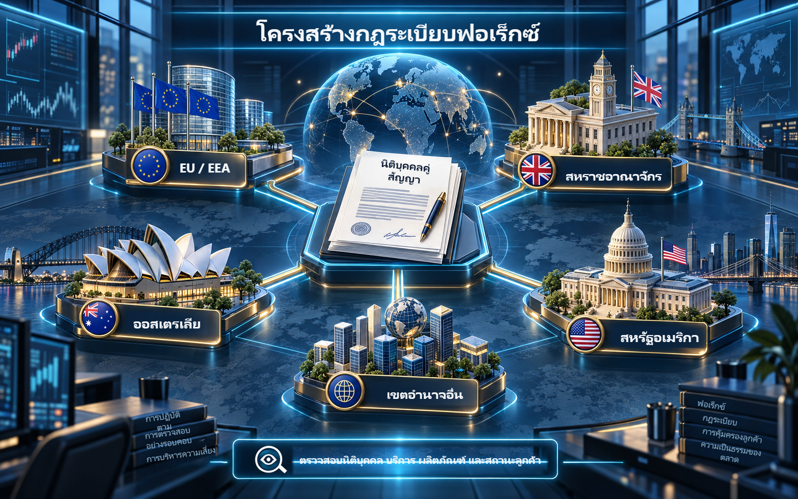 บริษัทคู่สัญญาและสัญญาลูกค้าที่เชื่อมกับเขตอำนาจกำกับต่างกัน