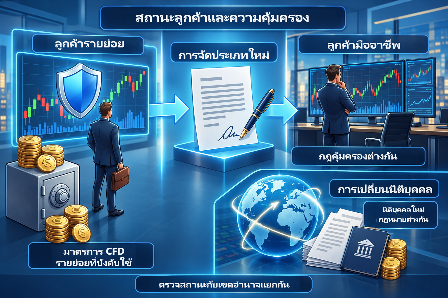 การจัดประเภทลูกค้าใหม่และการเปลี่ยนนิติบุคคล แสดงเป็นกระบวนการแยกกัน