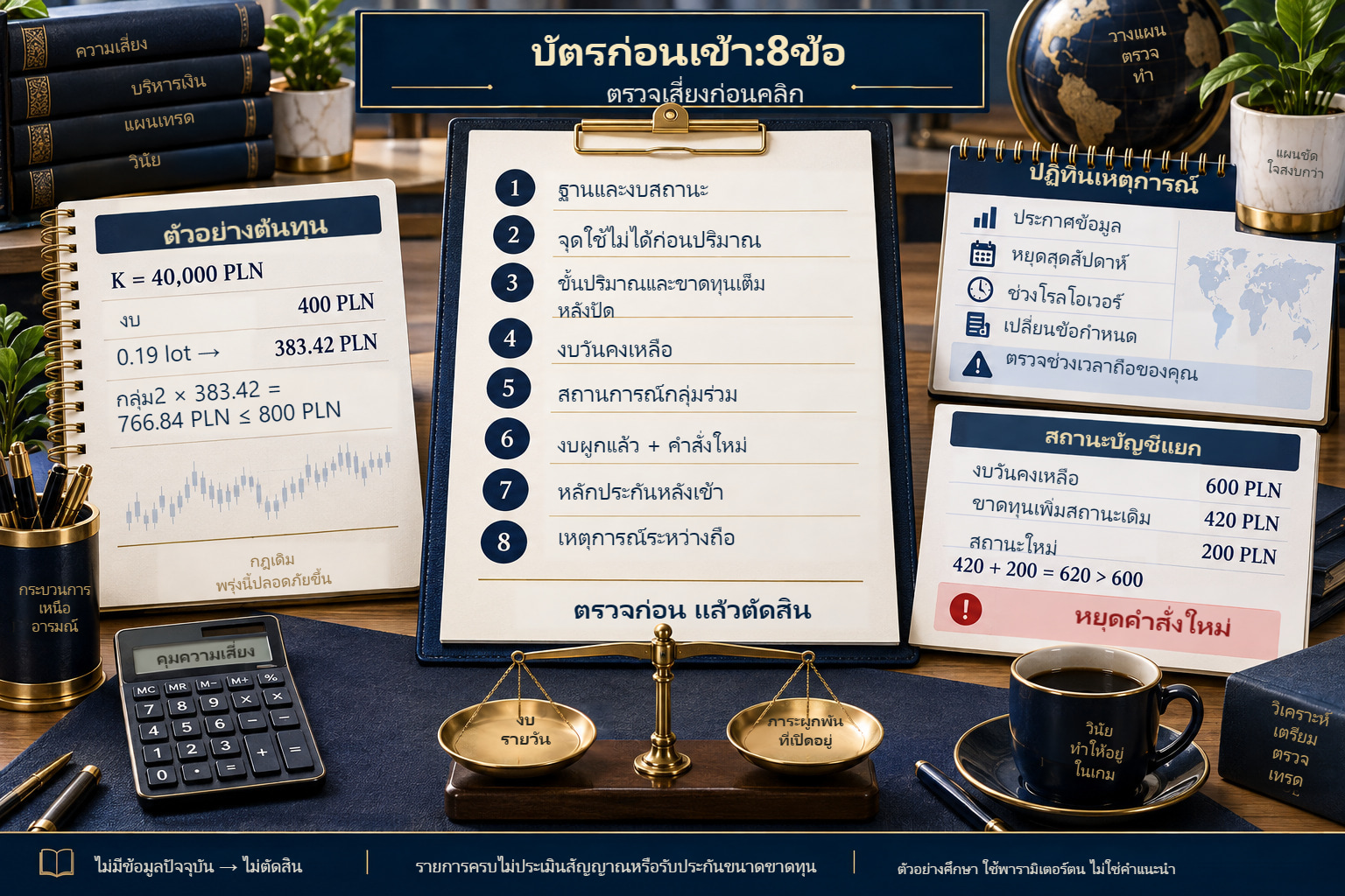 แปดข้อเสี่ยงกับสองตัวอย่างแยก:2×383.42 PLNอยู่ในกลุ่ม800 PLN แต่เพิ่มเดิม420บวกใหม่200เกินวันเหลือ600 PLN