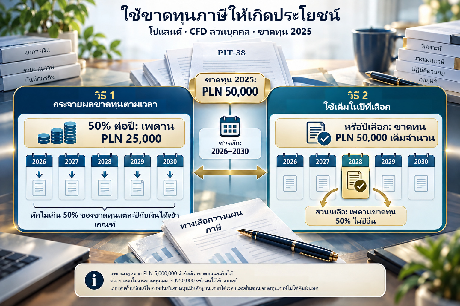 ขาดทุนPLN 50,000ปี2025: ช่วง2026–2030และสองวิธีหัก
