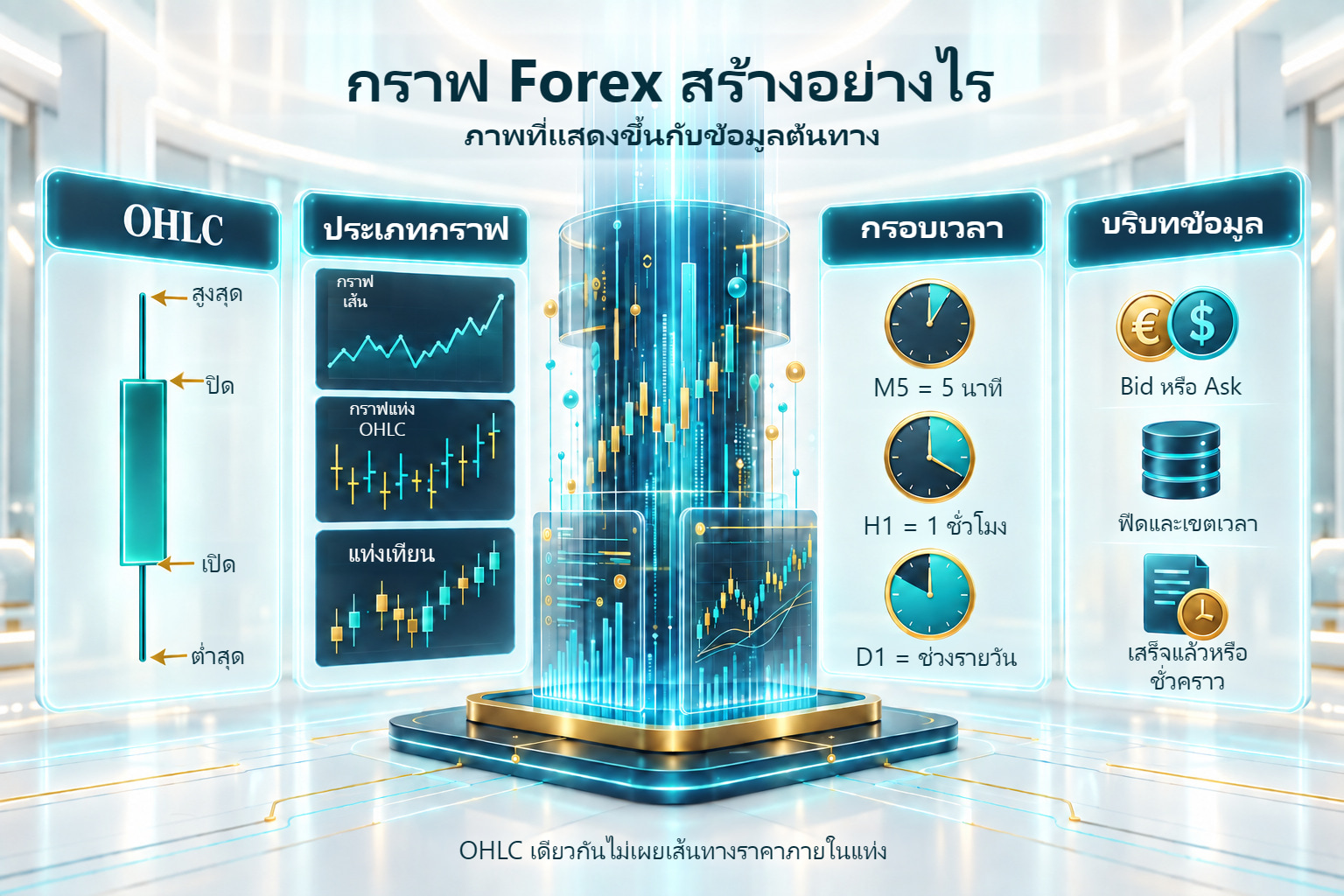 การสร้างกราฟ: OHLC ประเภทกราฟ กรอบเวลา และแหล่งข้อมูล