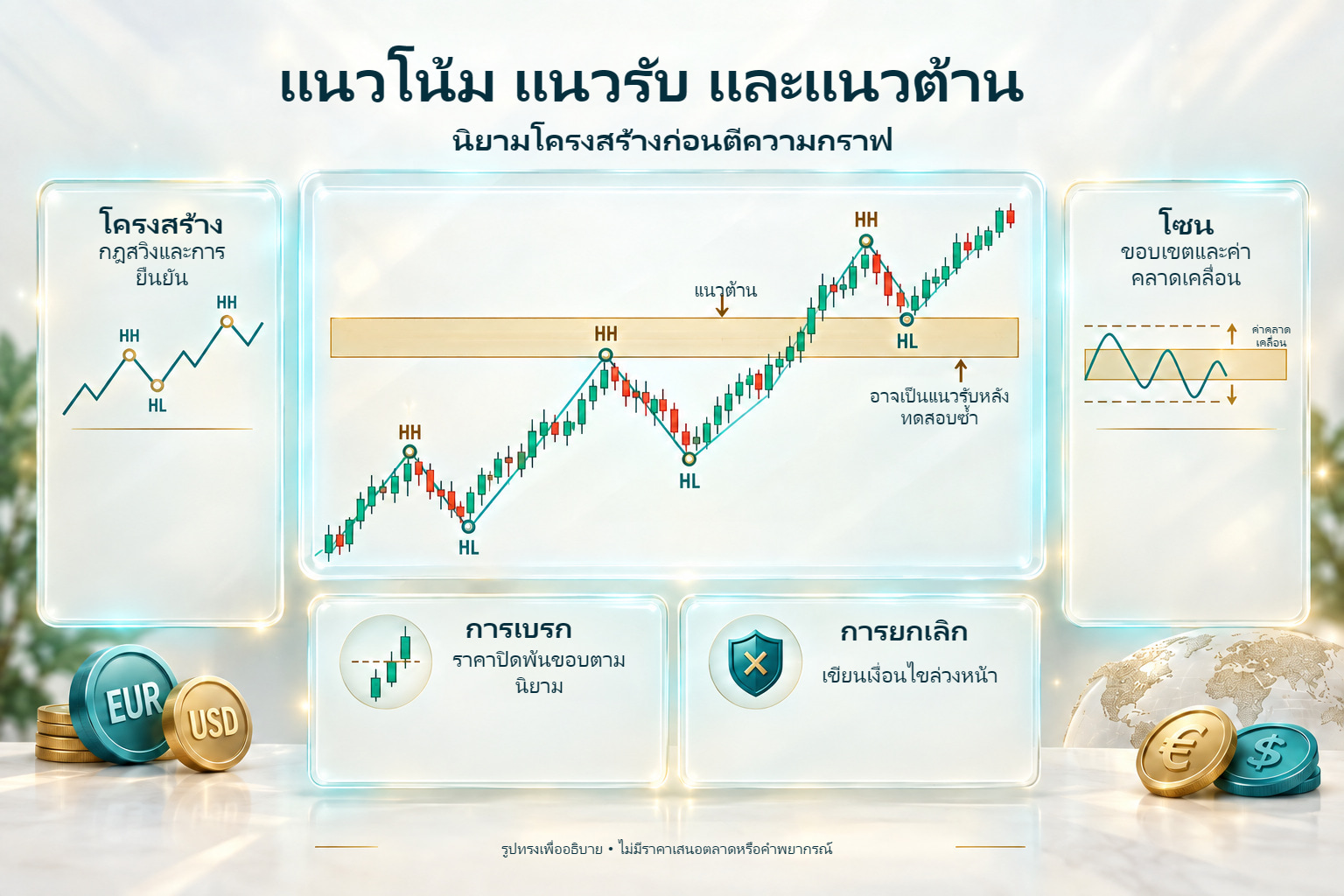 แนวโน้ม แนวรับ แนวต้าน และโซนที่เปลี่ยนบทบาทหลังเบรก