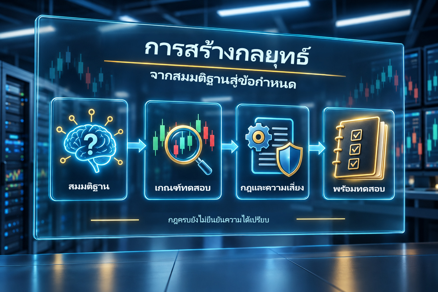 กระบวนการจากสมมติฐานและเกณฑ์ทดสอบผ่านกฎและเสี่ยงสู่ข้อกำหนด