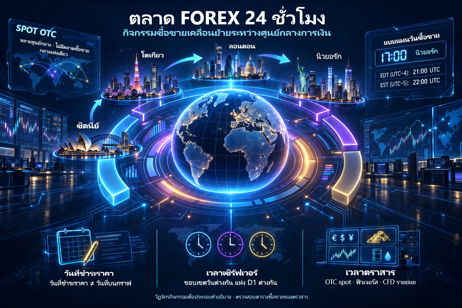 ตลาด OTC: ศูนย์กลางการเงิน สิ้นวันนิวยอร์ก วันที่ชำระราคา และเวลาเซิร์ฟเวอร์