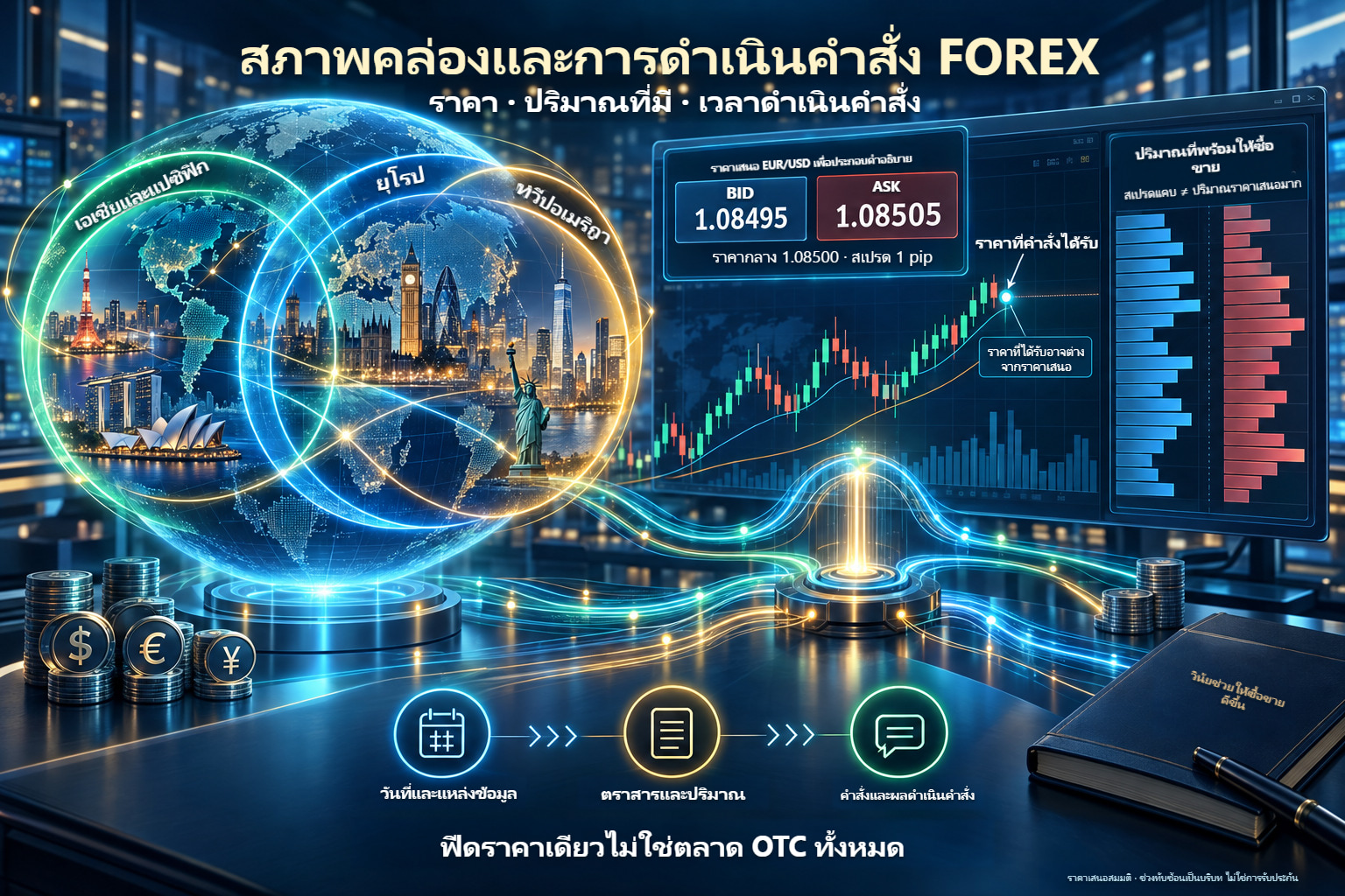 สภาพคล่อง Forex: สเปรด ปริมาณที่มี และราคาที่ได้รับ