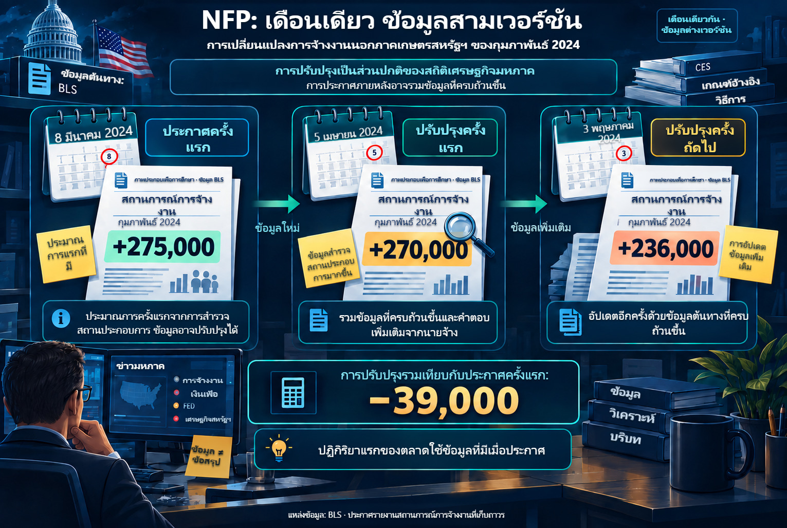 ค่าปรับปรุง NFP กุมภาพันธ์ 2024: 275, 270 และ 236 พัน
