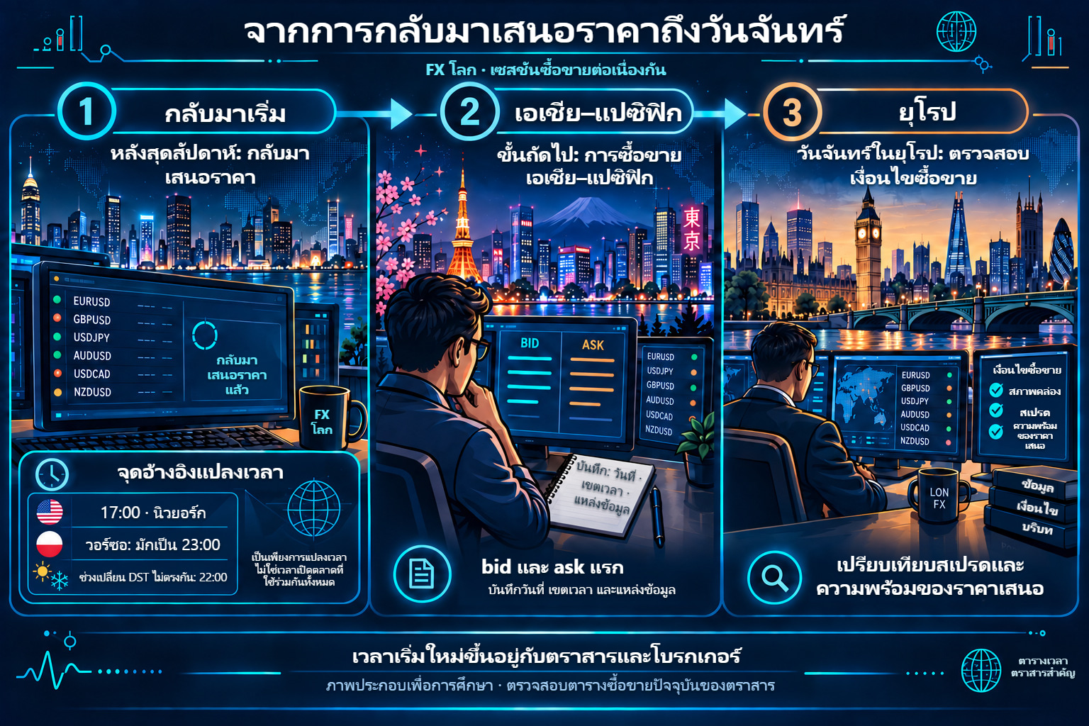 กลับมาเสนอราคา: นิวยอร์ก UTC นาฬิกาท้องถิ่น และเวลาตราสาร