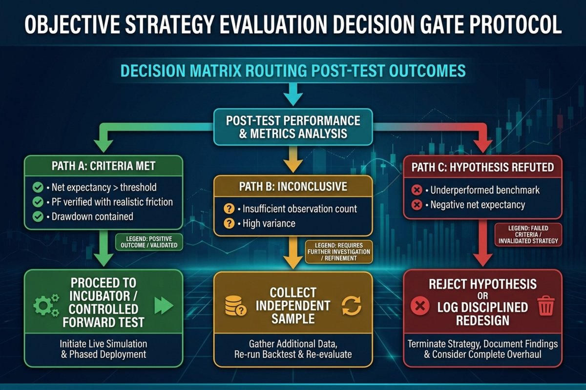Objective strategy evaluation decision gate protocol