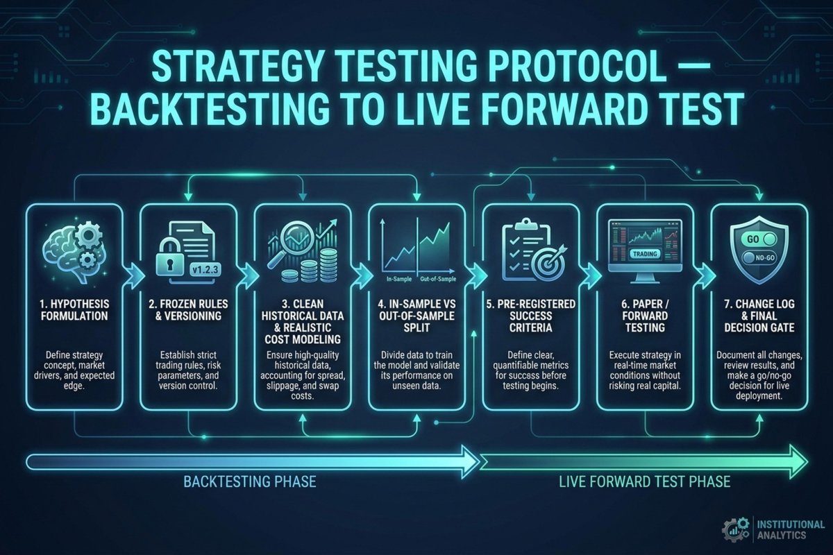 Strategy testing protocol — backtest and forward test workflow