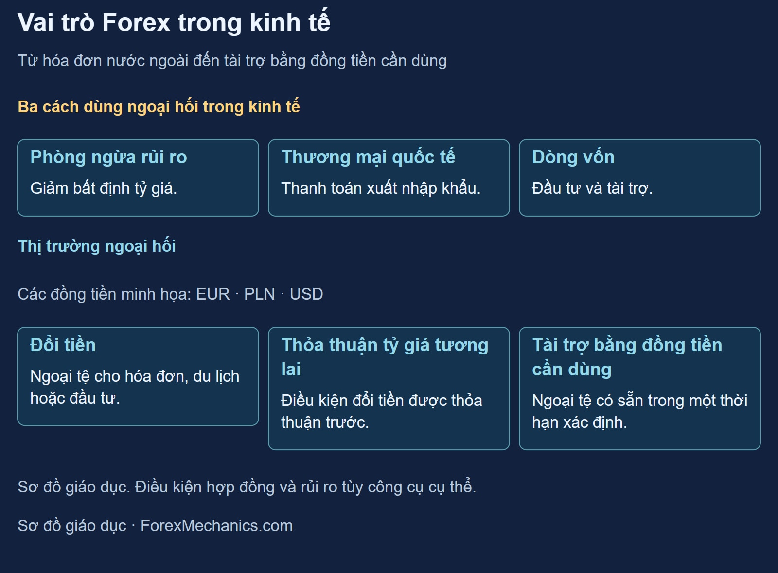 Ba cách sử dụng thị trường ngoại hối trong kinh tế: phòng ngừa rủi ro, thương mại quốc tế và dòng vốn