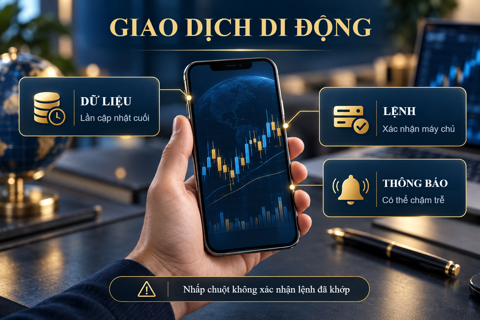 Cảnh minh họa giáo dục về giao dịch di động.