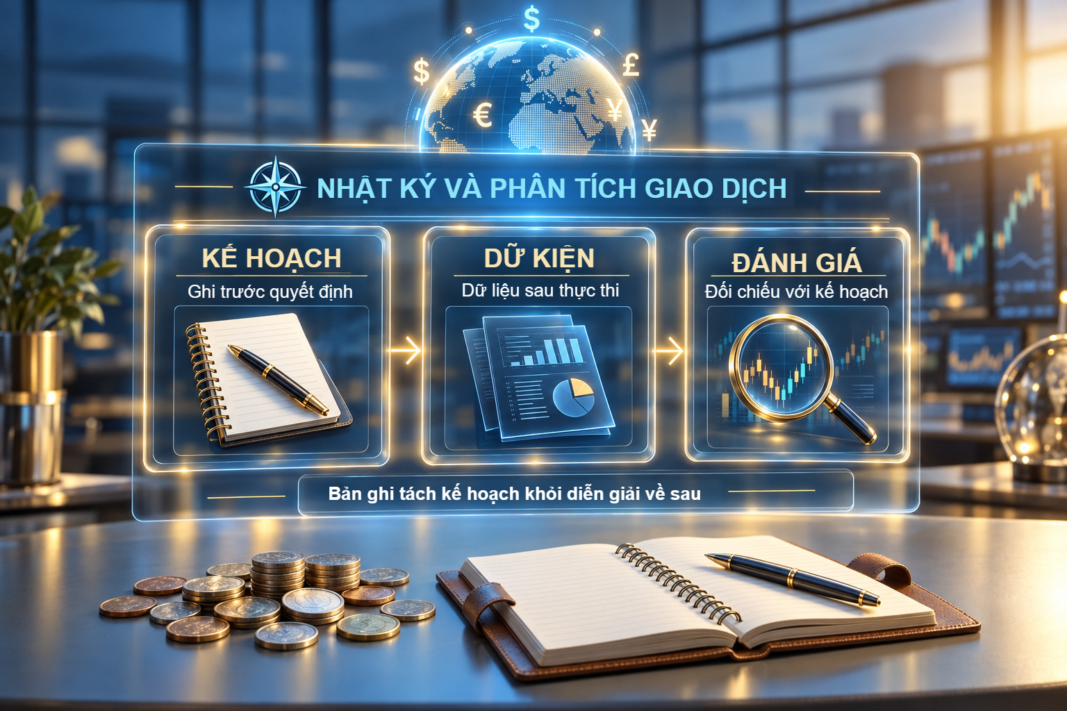 Cảnh minh họa giáo dục về nhật ký và phân tích.