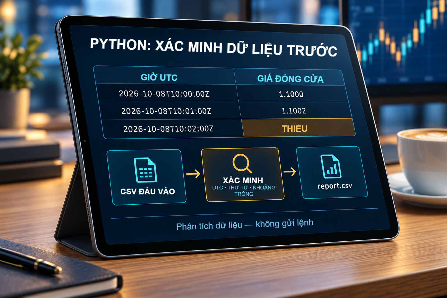 Notebook nghiên cứu minh họa với dữ liệu UTC, kiểm tra giá trị thiếu và xuất kết quả, không gửi lệnh.