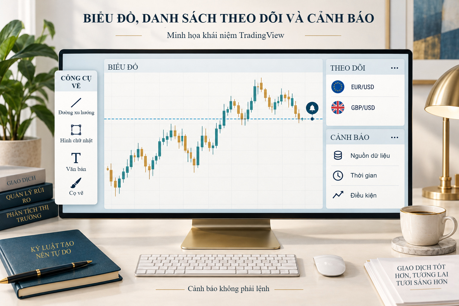 Minh họa khái niệm: Biểu đồ và cảnh báo — hai nhiệm vụ khác nhau