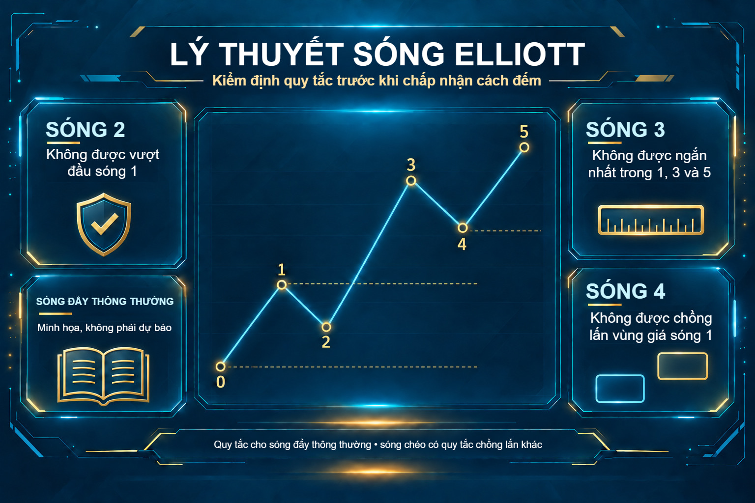Quy tắc sóng đẩy Elliott thông thường cho sóng 2, 3 và 4
