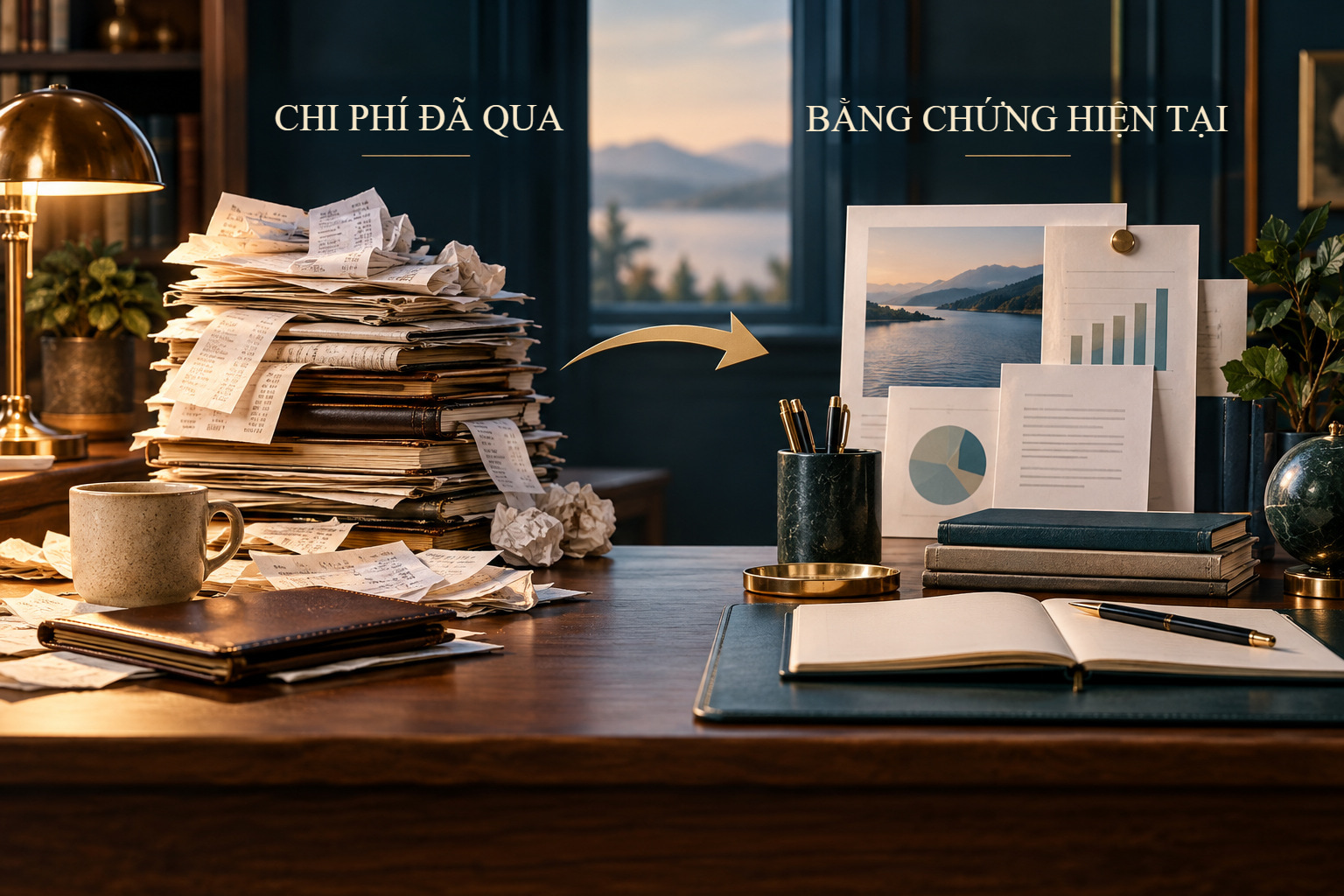 So sánh chi phí học tập và quyết định trong quá khứ với bằng chứng hiện tại liên quan đến lệnh tiếp theo.