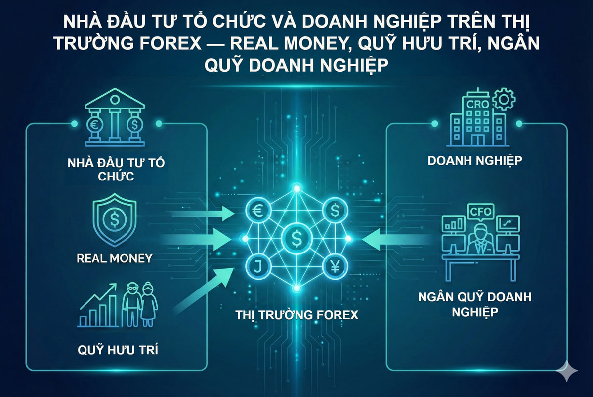 Nhà đầu tư tổ chức và doanh nghiệp trên thị trường ngoại hối. Nhà đầu tư và doanh nghiệp dùng FX để đầu tư, tài trợ và phòng hộ mức phơi nhiễm, theo nhiệm vụ riêng.
